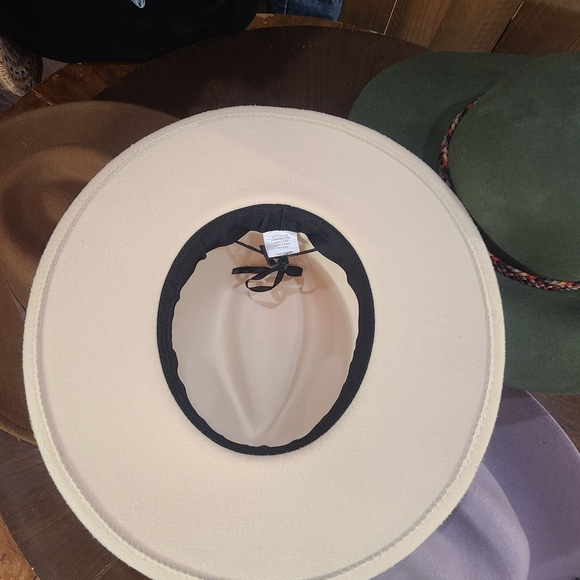 Assorted Wide-Brim Felt Hats - Cream, Olive, Brown & Lavender - Picture 4 of 14